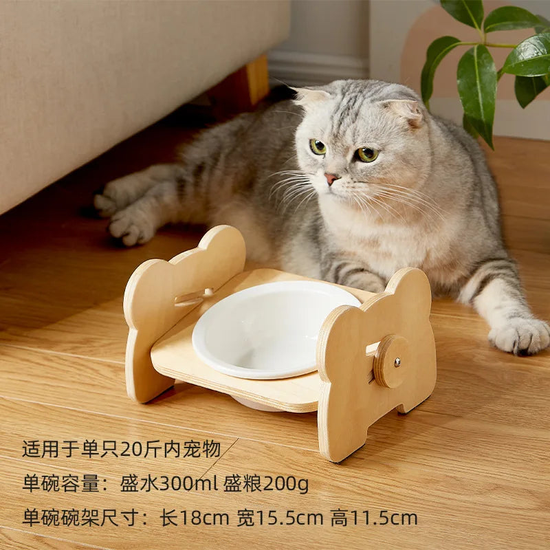 PETAMOUR Bamboo Elevated Puppy Cat Bowls