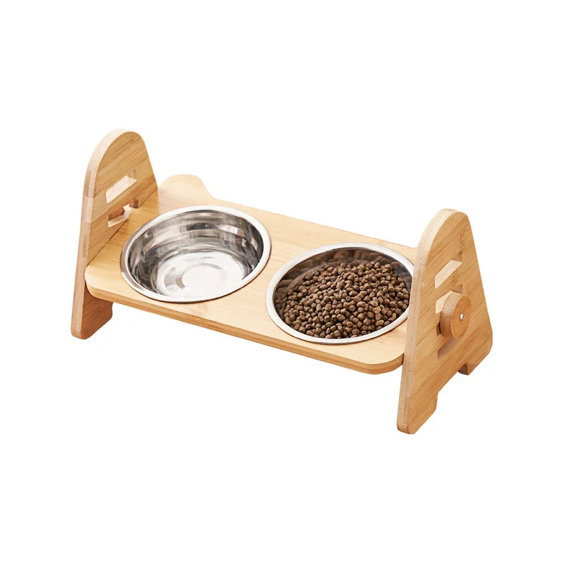 PETAMOUR Bamboo Elevated Puppy Cat Bowls