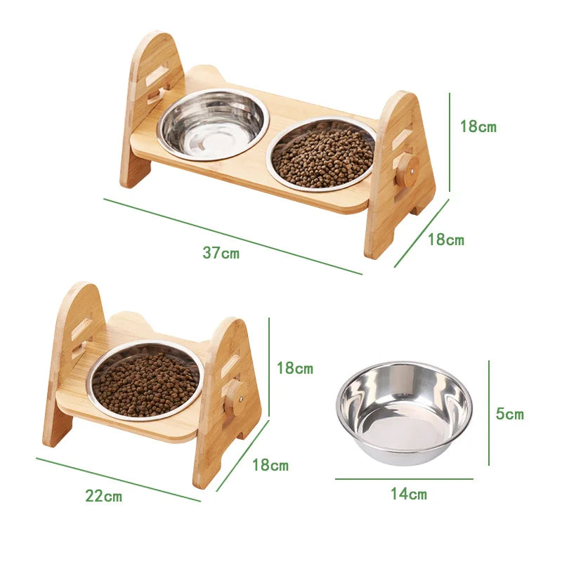 PETAMOUR Bamboo Elevated Puppy Cat Bowls