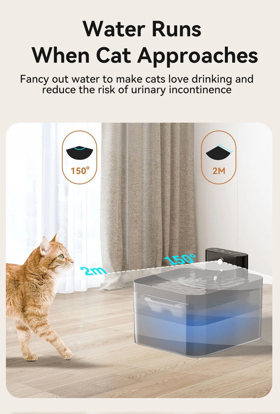 PETAMOUR Wireless Automatic Pet Water Fountain