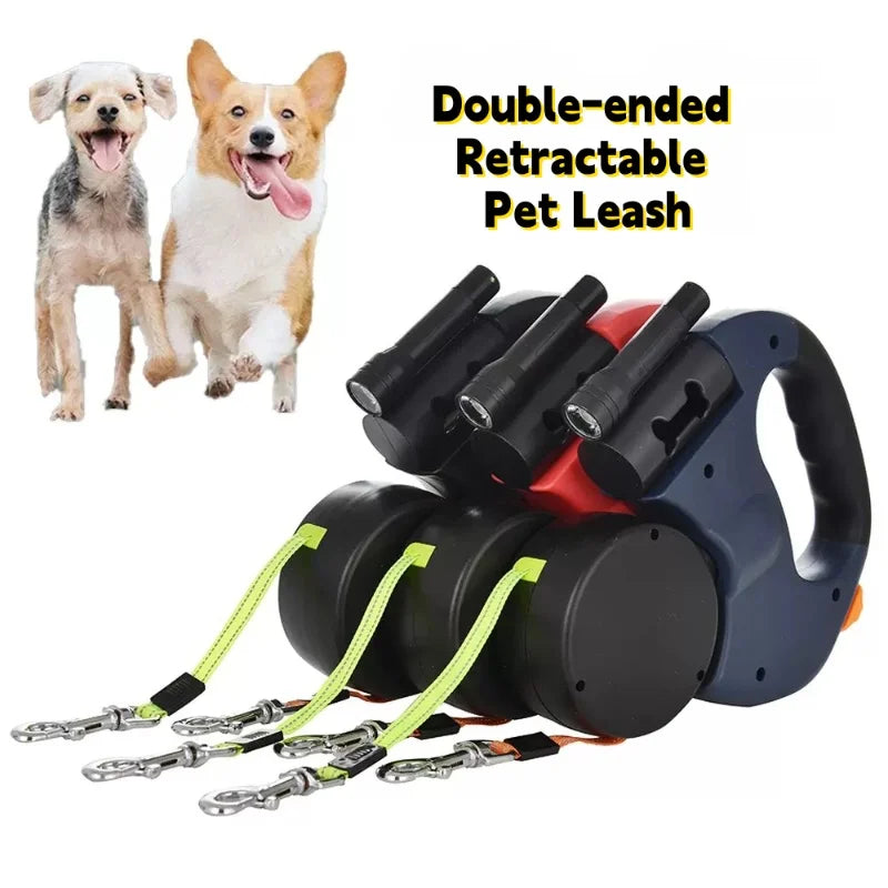 PETAMOUR Dual-head retractable dog leash |anti-entanglement design