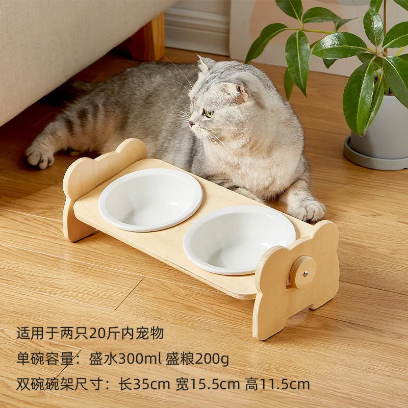 PETAMOUR Bamboo Elevated Puppy Cat Bowls