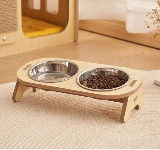 PETAMOUR Bamboo Elevated Puppy Cat Bowls