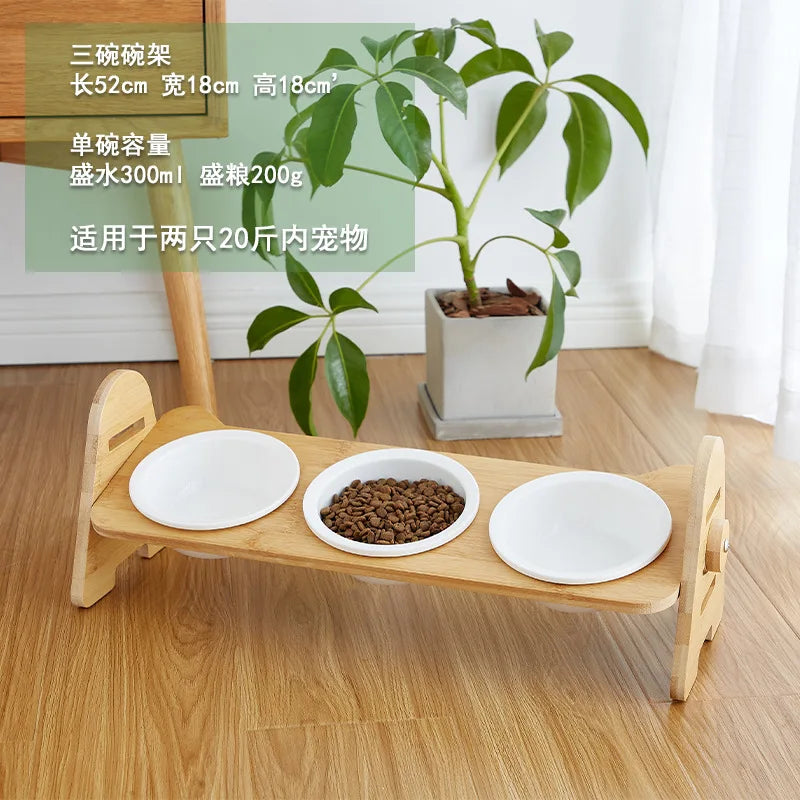 PETAMOUR Bamboo Elevated Puppy Cat Bowls