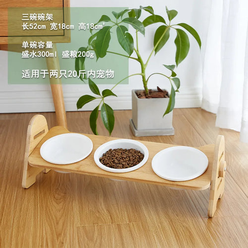 PETAMOUR Bamboo Elevated Puppy Cat Bowls