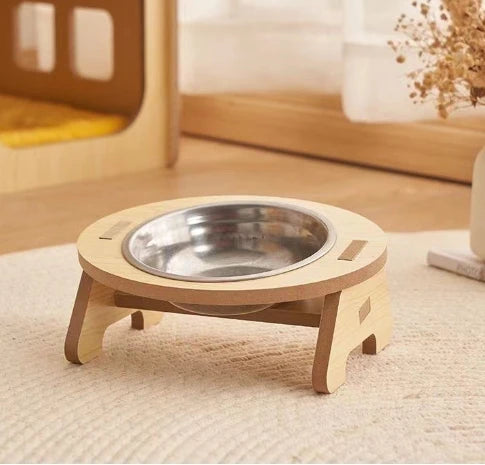 PETAMOUR Bamboo Elevated Puppy Cat Bowls