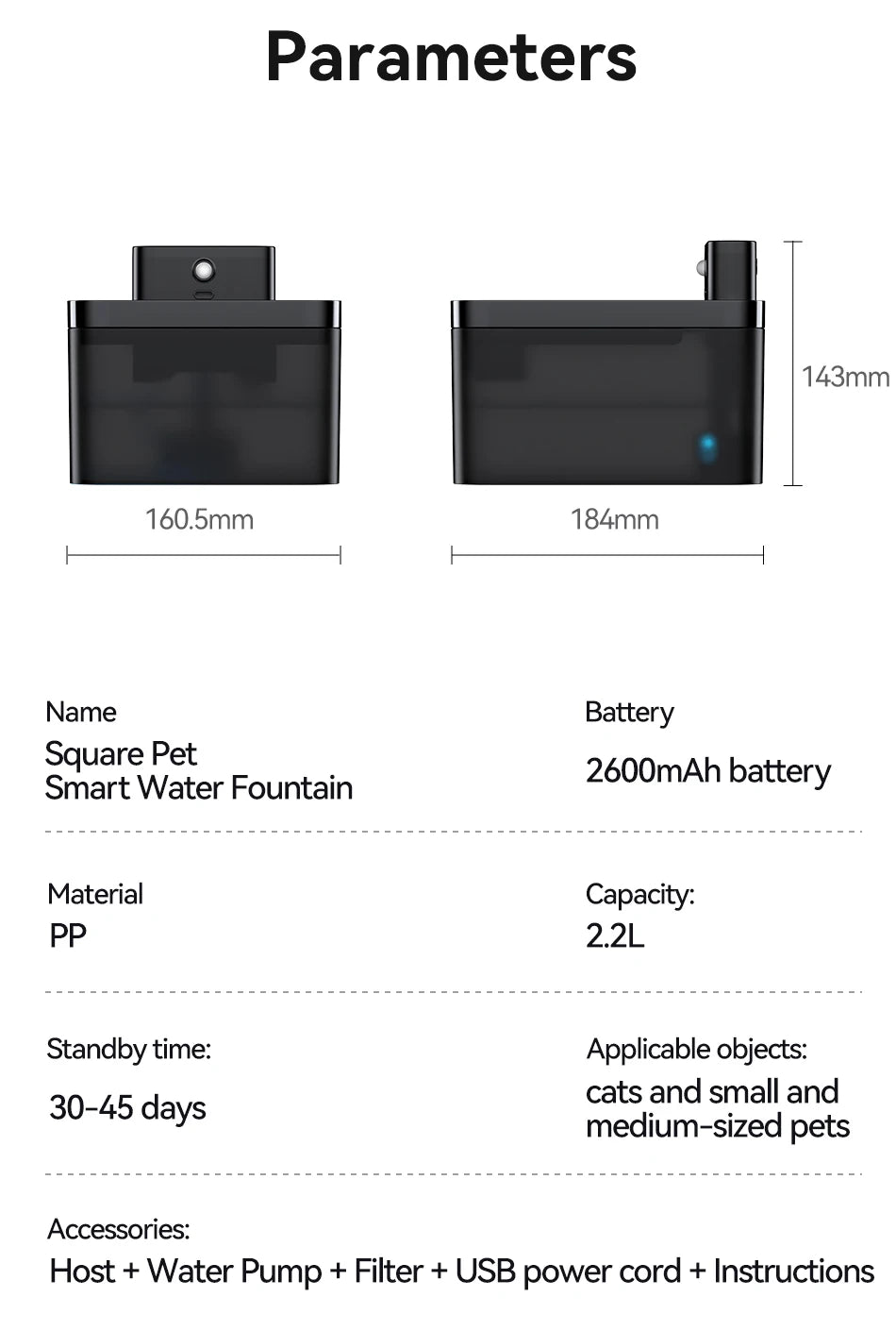 PETAMOUR Wireless Automatic Pet Water Fountain