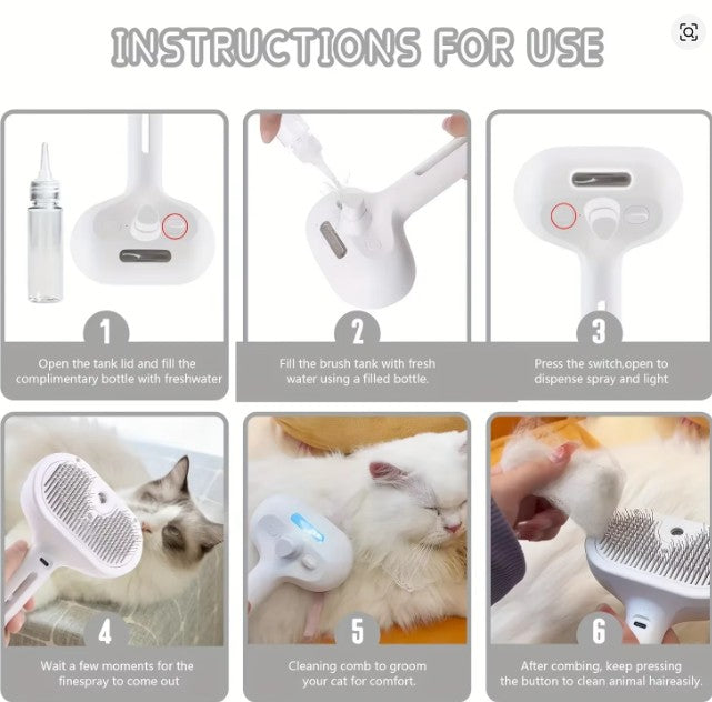 PETAMOUR Spray Groom Comb | Water Mist Humidifier Comb